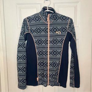 Kari Traa Printed Fleece Zip Up Sweater Jacket Medium